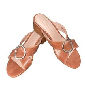 Anthropologie Brown Leather Block Heel Sandals – Size 7